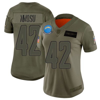 Nike Los Angeles Chargers #42 Uchenna Nwosu Camo Women's Stitched NFL Limited 2019 Salute to Service Jersey